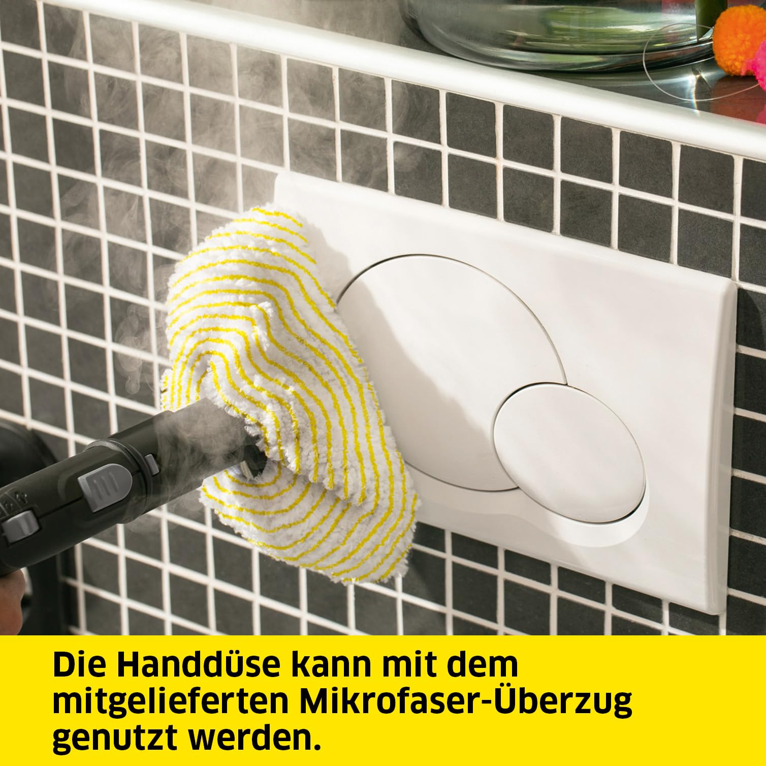 Kärcher Dampfreiniger SC 2 EasyFix, Dampfdruck: 3,2 bar, Aufheizzeit: 6,5 min., Leistung: 1.500 W, Flächenleistung: 75 m², Tank: 1 l, mit Bodenreinigungsset EasyFix, Düsen und Mikrofaserbezug, Weiss