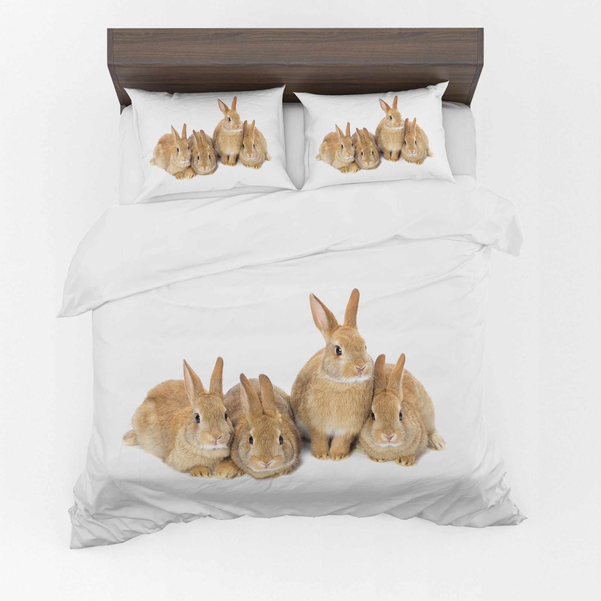 Adam Home 3D Duvet Cover Set With Pillowcases Home Bedroom Décor Digital Printed Microfiber Double Bedding Set Made in UK|Brown Rabbits