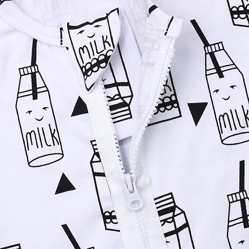 Miniatura 6 de Juego de manta de algodón con cremallera y caricaturas, saco de dormir para bebés, niños o niñas (leche fresca, 0-3 meses)