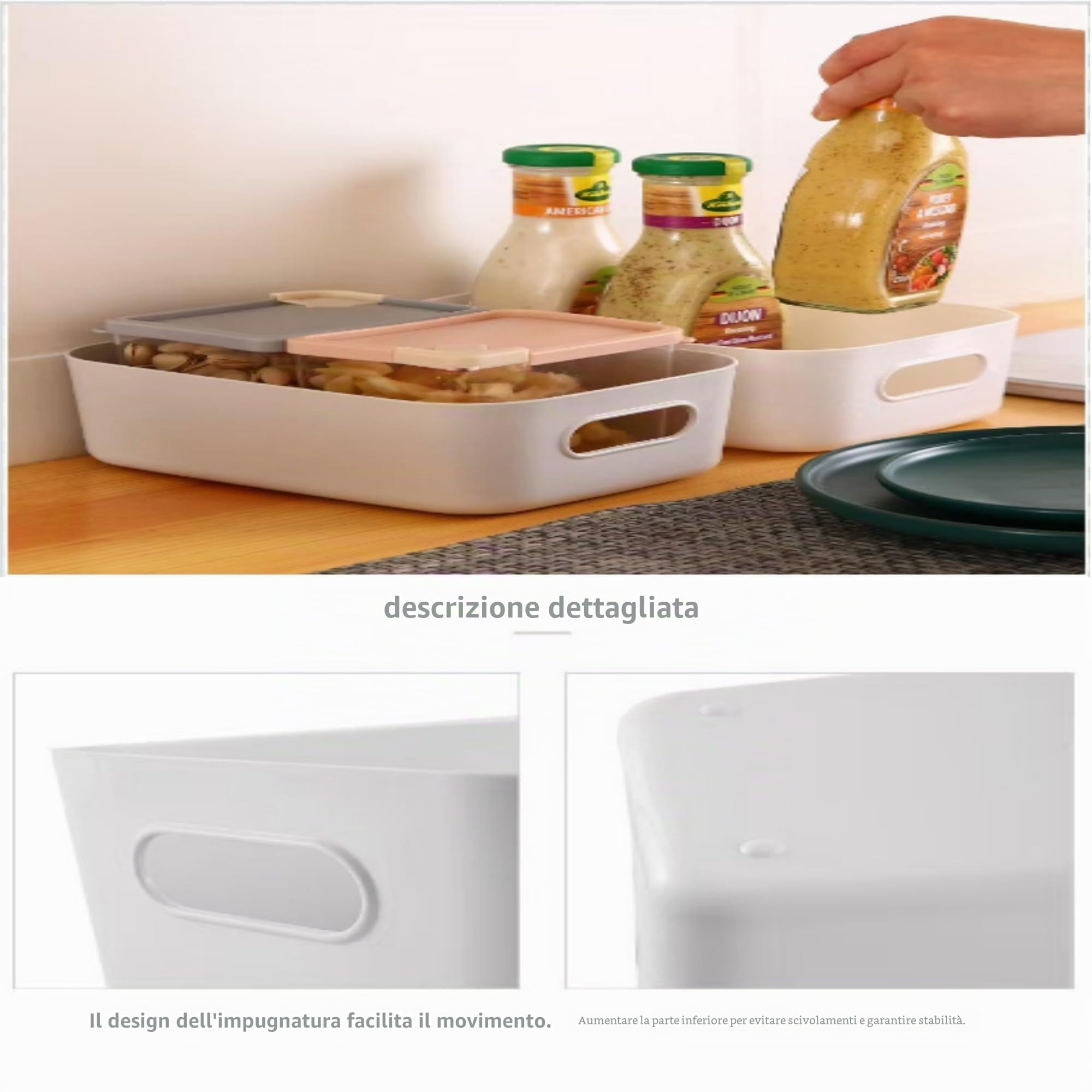 Scatola di archiviazione in plastica cestino di archiviazione cestino cucina di scatole di plastica per bagno armadio (Bianco, 8piece30cm+2piece25cm)