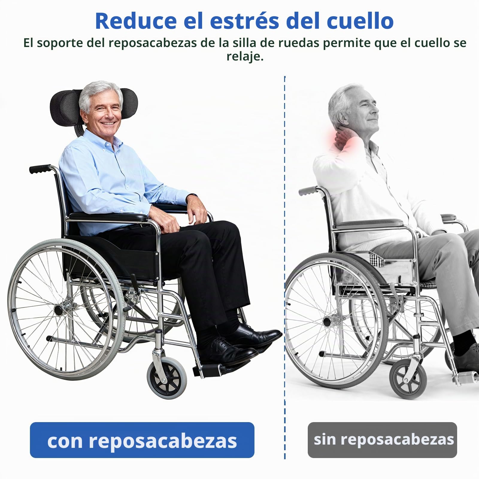LIROPAU Reposacabezas para silla de ruedas, cojín de apoyo para el cuello de silla de ruedas ajustable y transpirable, cojín de posicionamiento de la cabeza, reposacabezas para silla de ruedas
