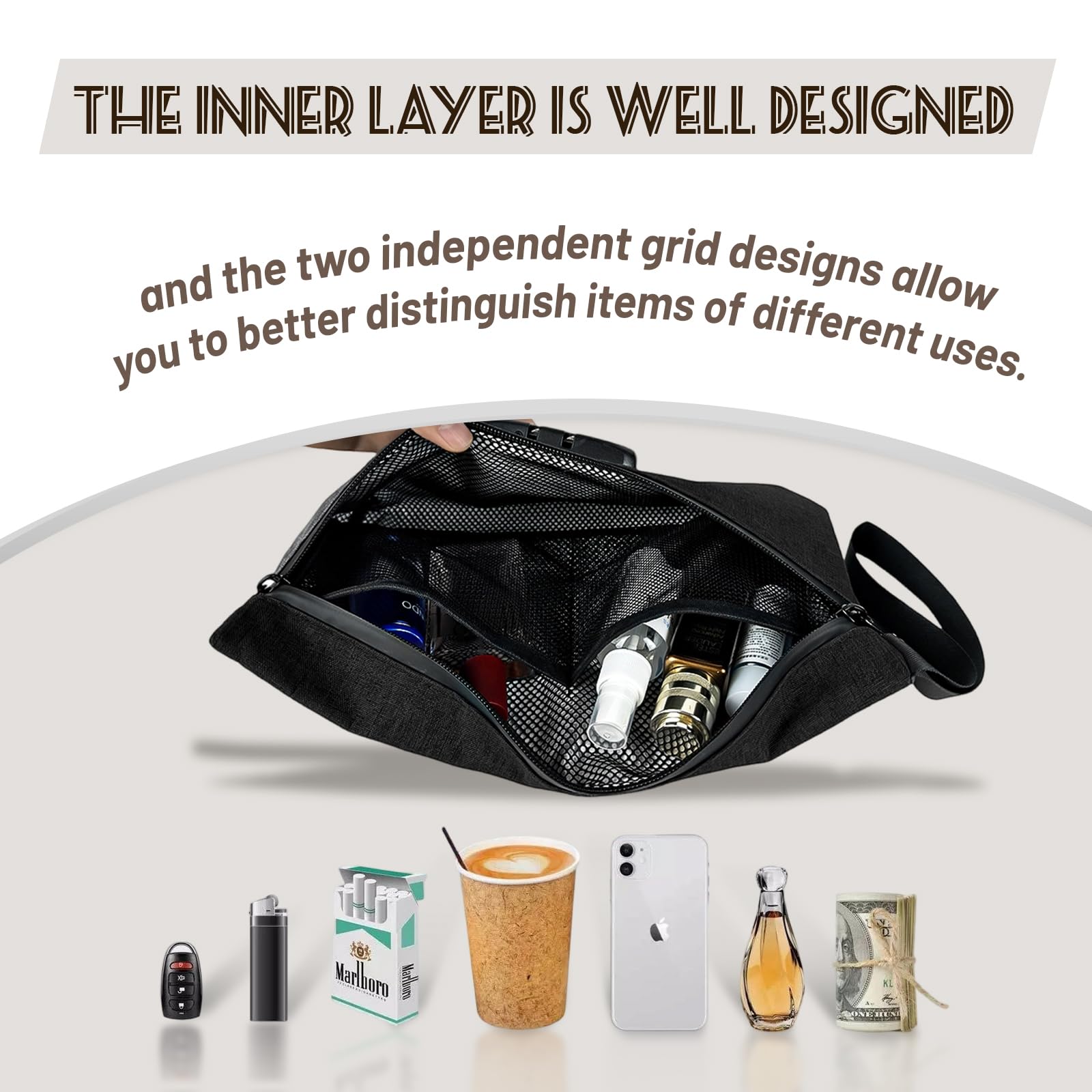 Bolsa antiolor con Cerradura de combinación, 32 x 19 cm, Bolsa de Dinero Impermeable Segura, Forro de Carbono, Gran Bolsa de Almacenamiento antiolor, Protege Efectivo, Pasaporte, Billetera