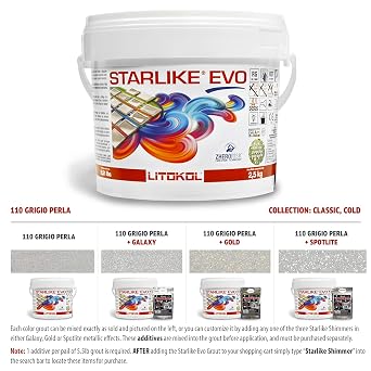 The Tile Doctor EpoxyElite EVO - Litokol Epoxy Grout for Tile,Pools, Spas, Kitchens, Bathrooms - loor or Wall Tile, Interior or Exterior Use - Silver 1-5 kg - 11lb Tile Grout