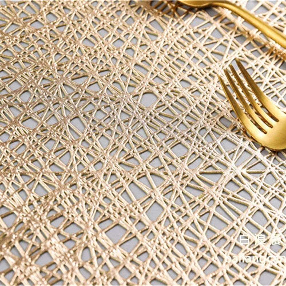 Placemat for Dining Table/Beautiful Design Mat for Bed-Side/Center Table/Shelves - Pack of 1 (Golden Octagon Mat) — Amazon image 4