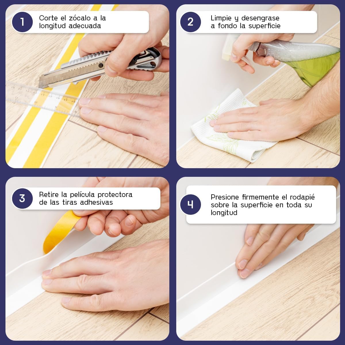 HOLZBRINK Rodapie PVC adhesivo 50x20mm, 25 m | Rodapie flexible para encimera cocina, esquineras pared de baño | Cantoneras adhesivas | Color: gris claro