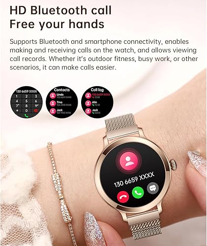 Miniatura 5 de Relojes inteligentes para mujer con presión arterialrespuesta a llamadasfrecuencia cardíacapasosueñomúltiples modos deportivosIP68 resistente al