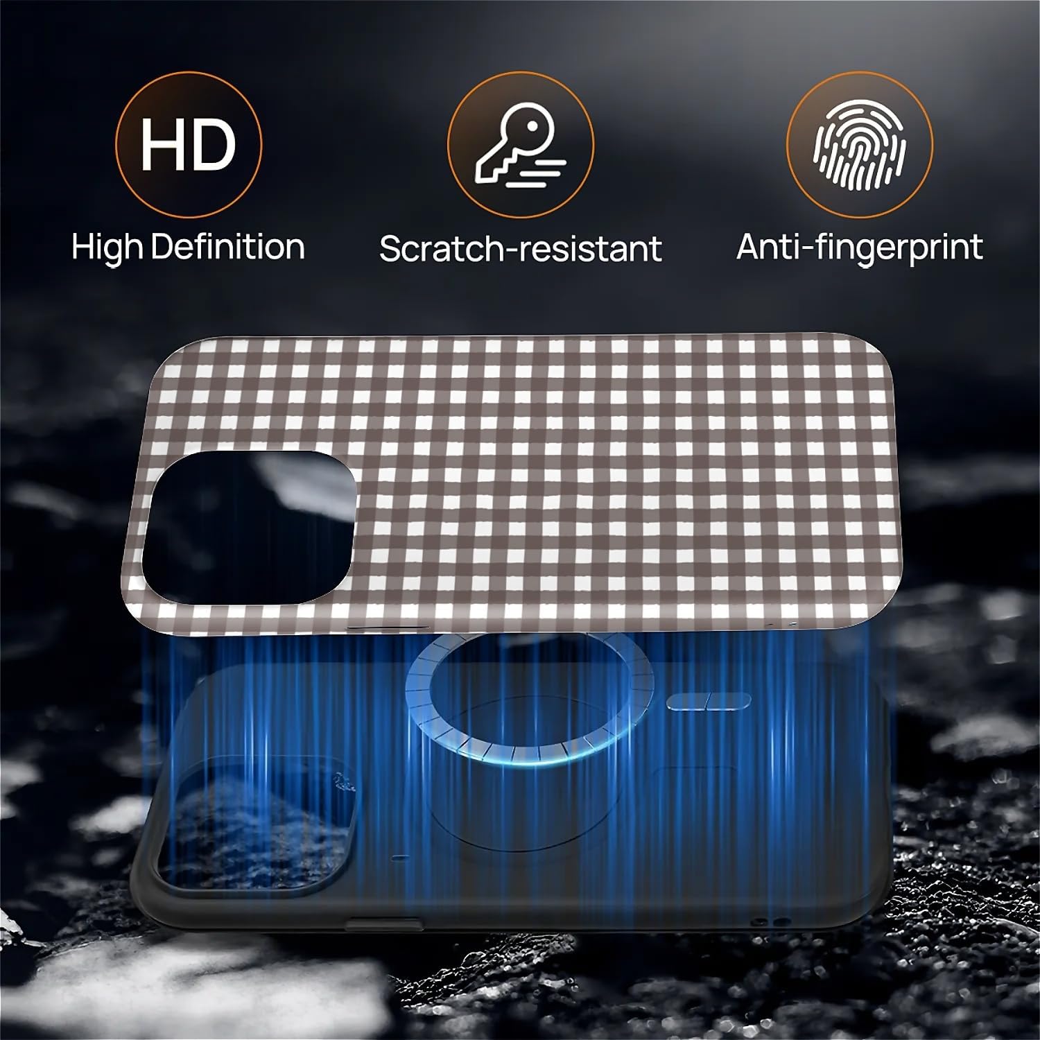 for iPhone 14 Pro Max Case for Women Girl Men Boy, Compatible with MagSafe, Shockproof Soft Silicone & Hard PC Shell Protective Case for iPhone 14 Pro Max - Brown Gingham Retro Checkerboard image 4