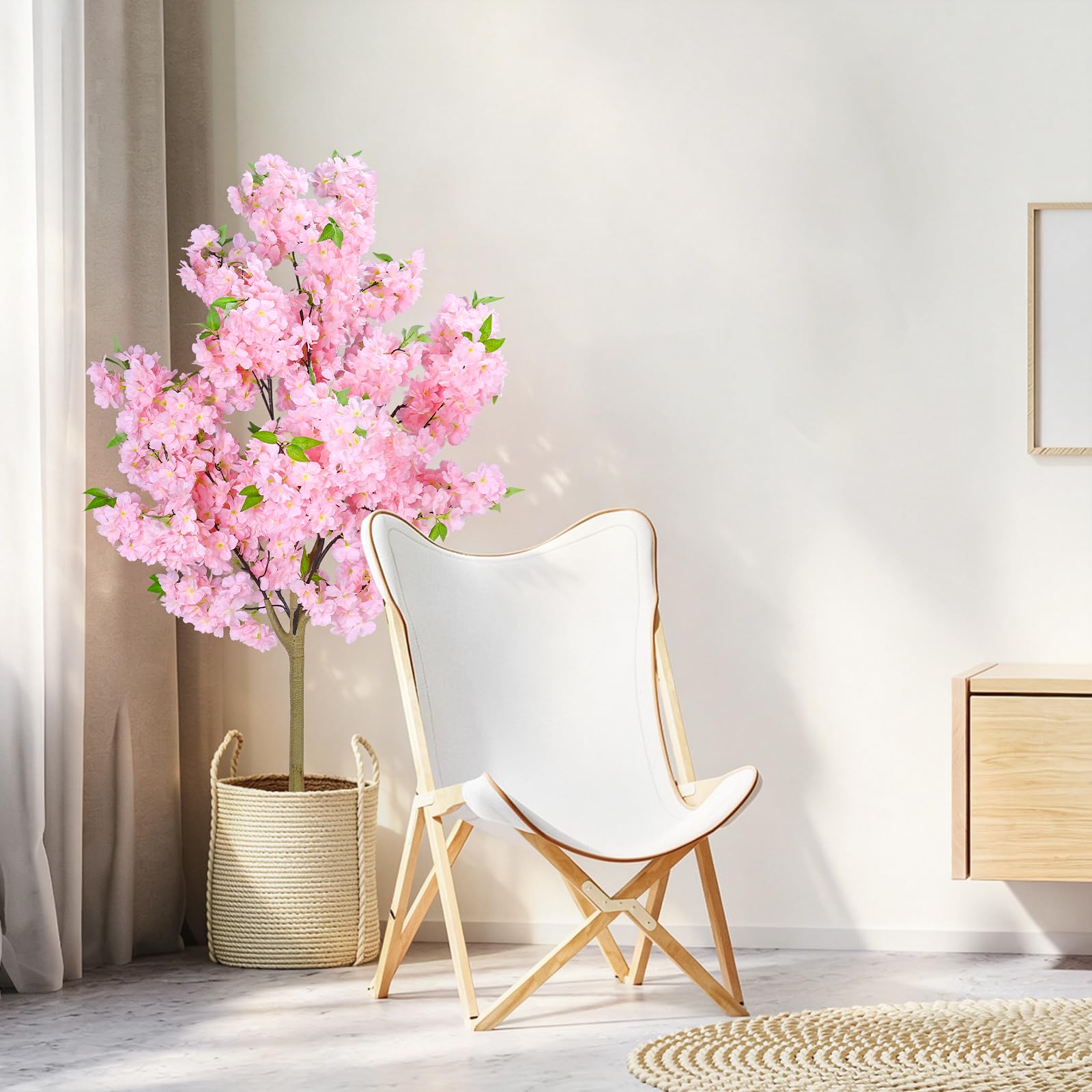 Arbre de Cerisier Artificiel avec Pot, Plante Cerisier Japonais Artificiel pour Bureau, Maison, Mariage, Hôtel .Fleur de Cerisier Interieur 150cm