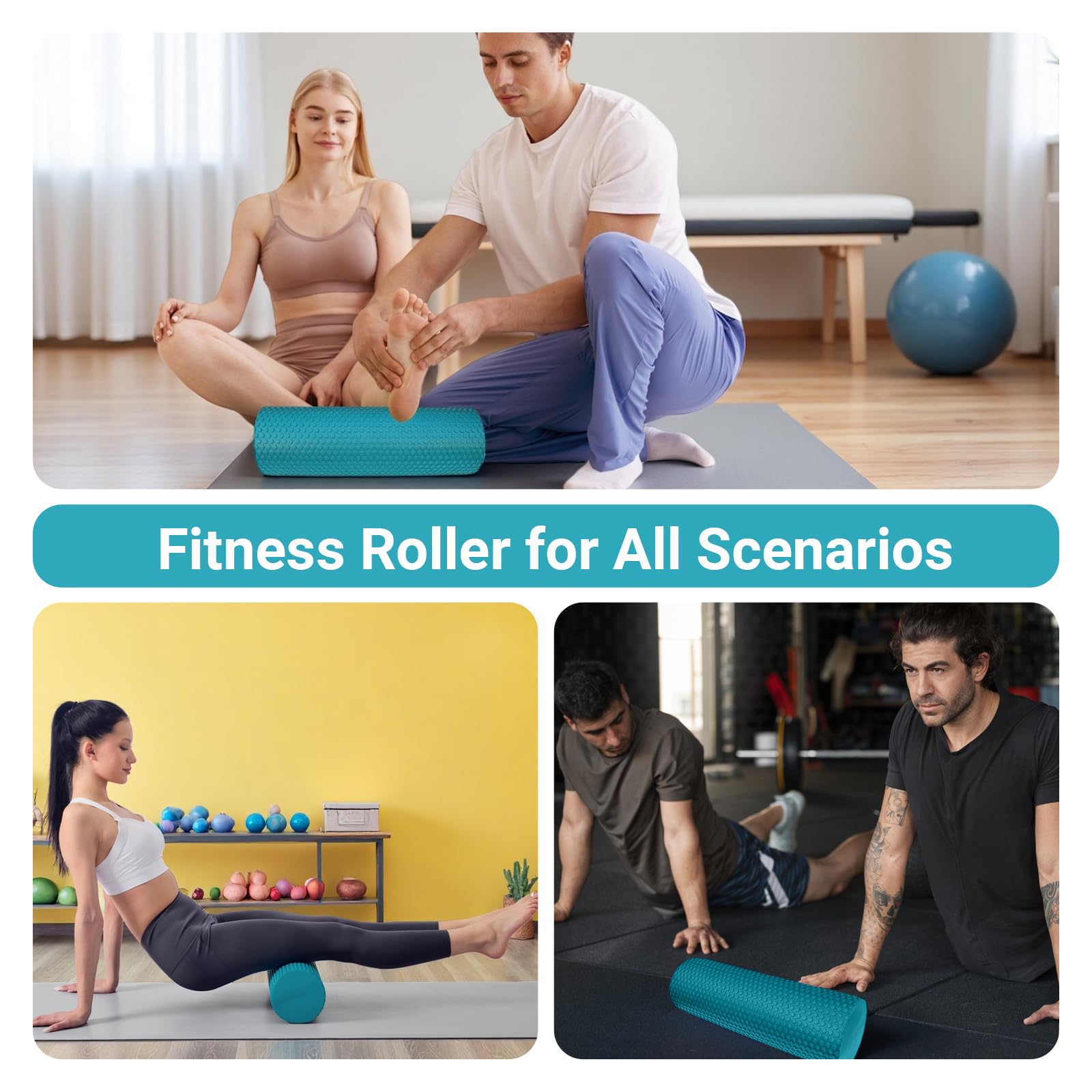 Faszienrolle Wirbelsäule Rücken 45×15cm Weich Schaumstoffrolle für Massage und Entspannung, Pilates Rolle für Fitness Dehnen Yoga und Pilates Zu Hause