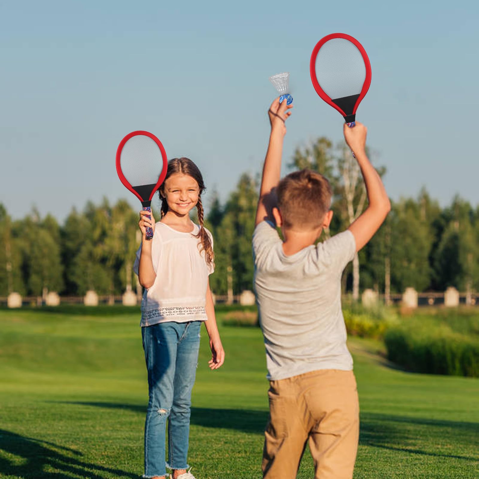 Juego de raquetas de tenis para niños - 54x27cm, raquetas de entrenamiento de bádminton de tenis | 1 par de materiales interactivos Pros Padres Y Niños Con Shuttle Para Niños, Chicas, Principiantes