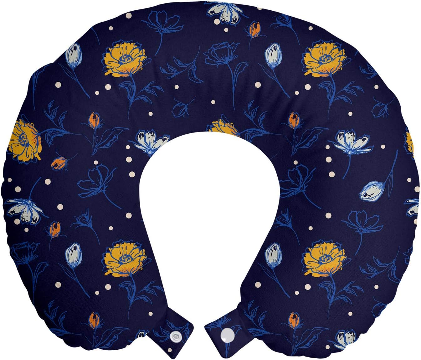 Ambesonne Floral Travel Pillow Neck Rest, Repetitive Style