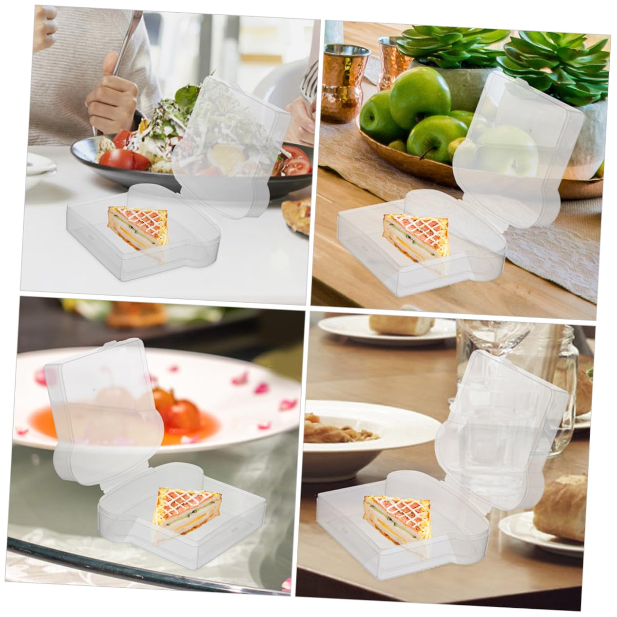 4 Set Contenitori Per Pane Tostato Ermetici Per Conservazione Snack E Pranzo Sandwich Trasparente Facile Da E Riutilizzabile 2 Pezzi*4