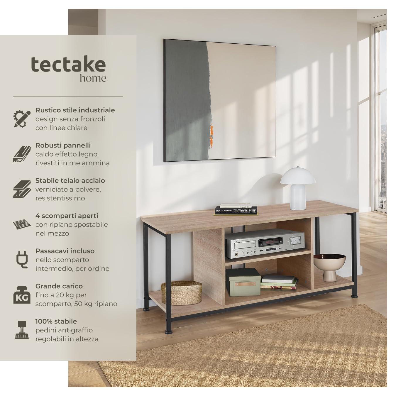 Cassa TV Tectake 4 Rack Moderna per TV 55 Pollici - Dettaglio