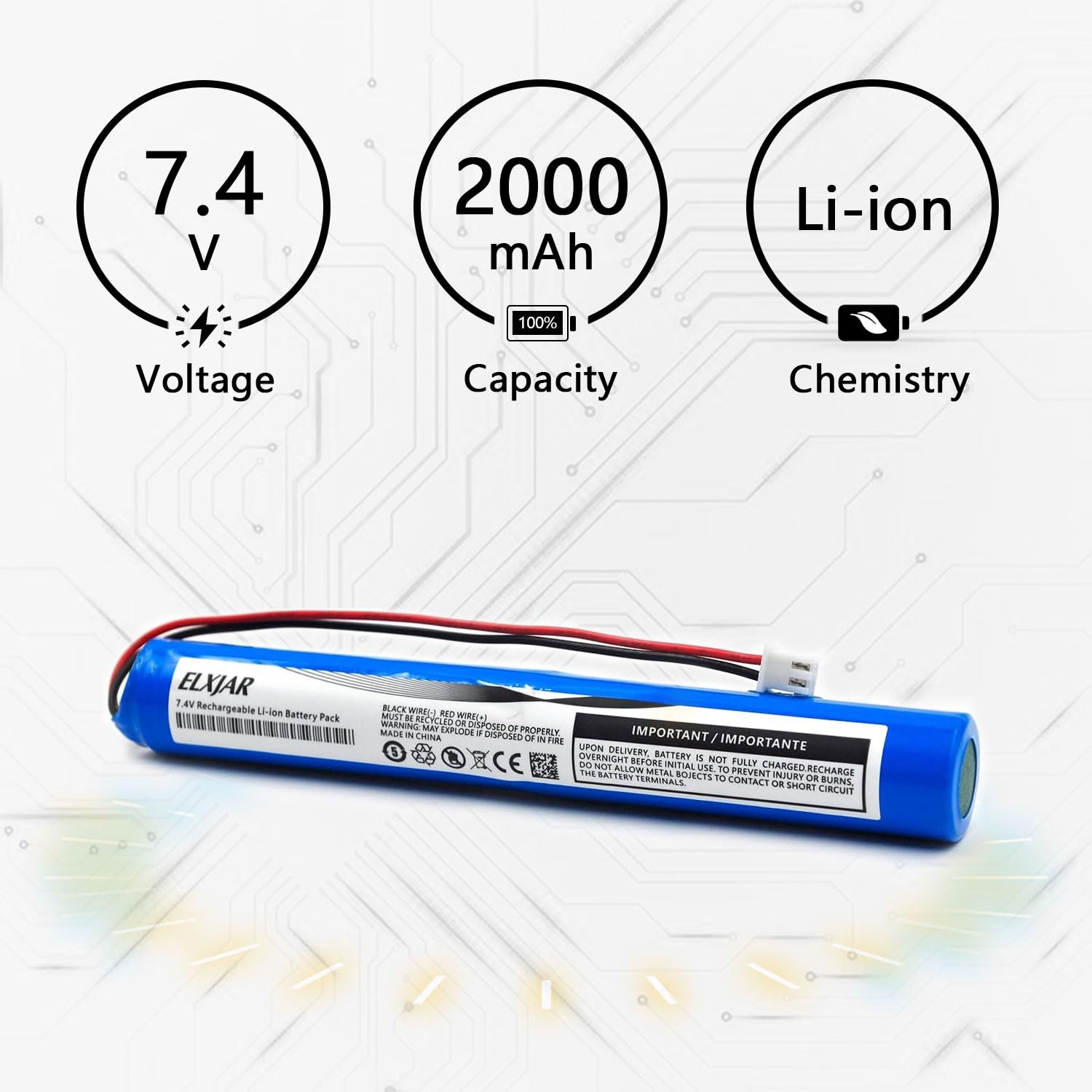 ジェイムズリジィ outside rukkingu in Amazon.com: elxjarcell (2-Pack) 7.4V 2000mAh Li-ion Battery with