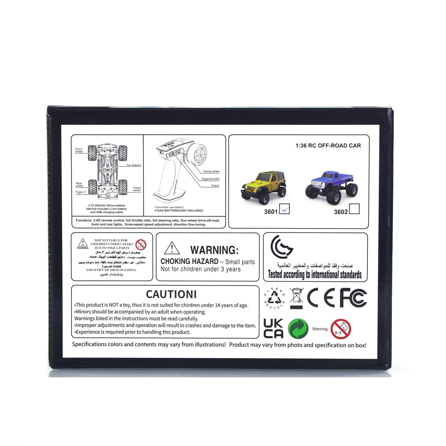 US in magazzino, 2,4G 1/36 telecomando Rock Crawler 3601 RC fuoristrada 4×4 RTR veicolo modello radiocomandato con batteria Lipo leggera, mini giocattolo hobby grado modello per regalo di