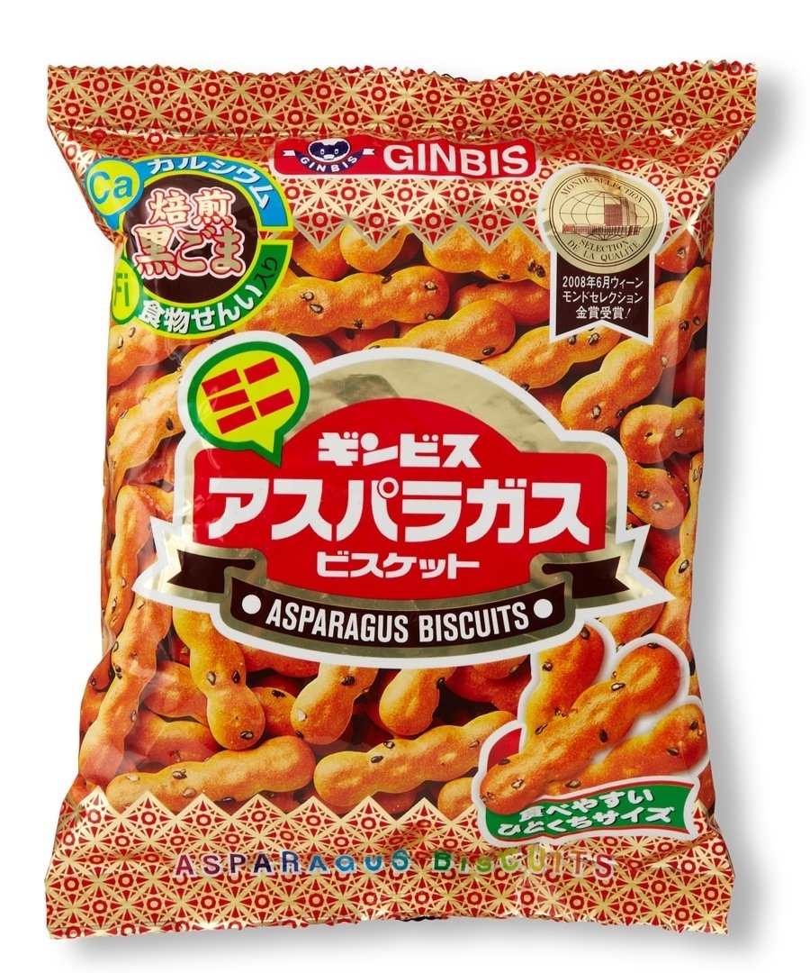 Ginbis Mini Asparagus Shaped Black Sesame Biscuits 6 Pack 162g