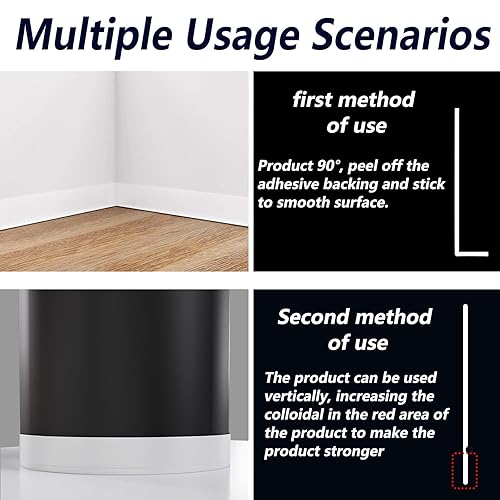 Miniatura 4 de Base de pared de vinilo flexible para zócalo de 5 pulgadas x 20 pies, autoadhesiva, base de suelo de goma para despegar y pegar, molduras de esquina