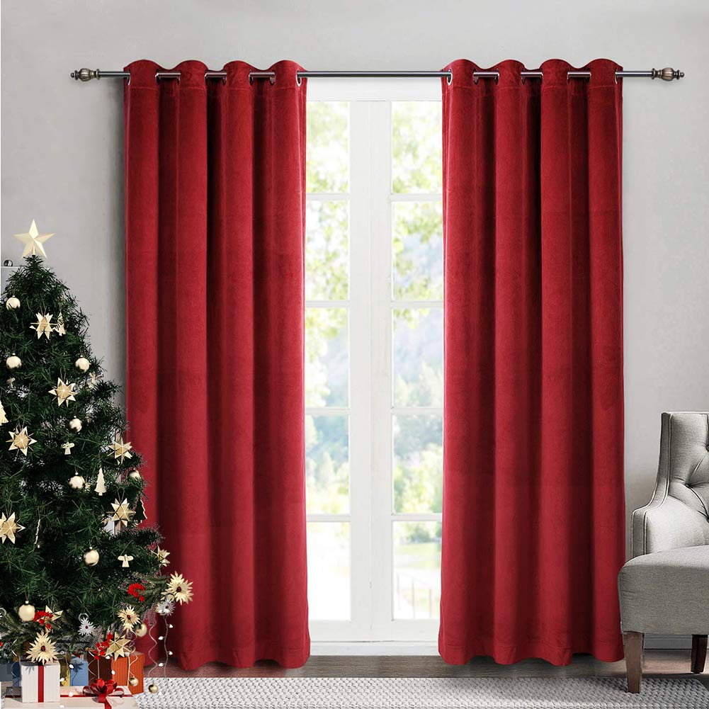 Vintage Red Velvet Curtains Curtains & Drapes