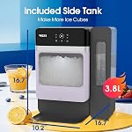 VECYS Nugget Ice Maker, 33LBS/Day Countertop Ice Machine, Self-Cleaning Portable Pellet Ice Maker with Stainless Steel Trim, 3.8L Side Water Tank, Chewable Sonic Ice for Home, Office, Bar
