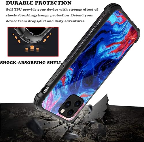 Miniatura 4 de CARLOCA Funda compatible con iPhone 11, diseño gráfico a prueba de golpes y antiarañazos de vidrio templado para iPhone 11 de color psicodélico azul
