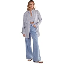 Nasty Gal Womens Cotton Stripe Bralet and Oversized Shirt Set