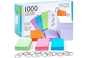 Hapinest 1000 Premium Blank 3x5 Flash Cards Set with Ring Clips |...