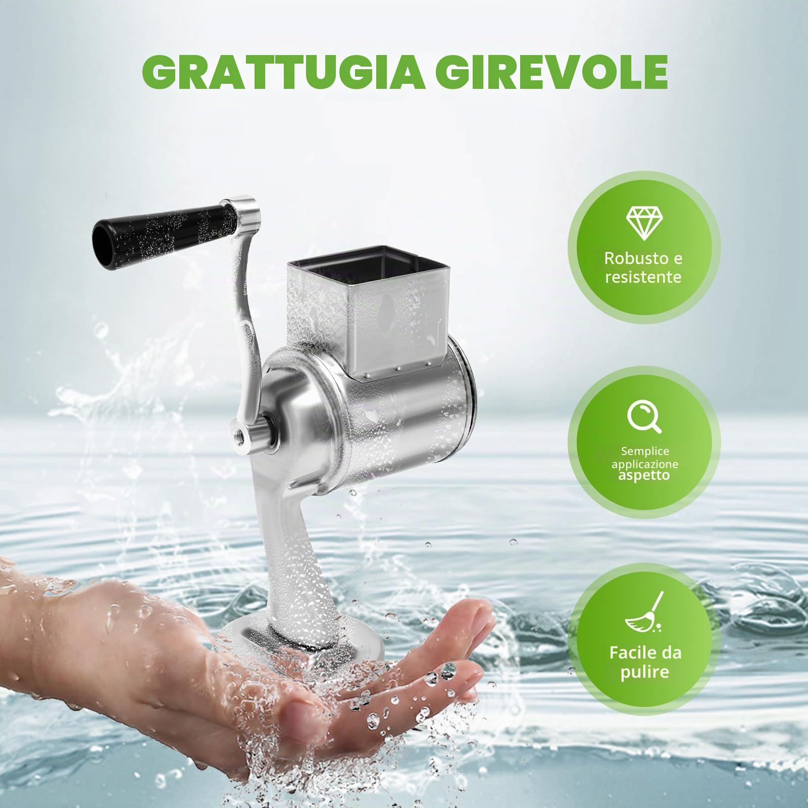 Grattugia a tamburo in acciaio inox, per patate, con 5 tamburi, ideale per cetrioli, formaggi e noci, carote