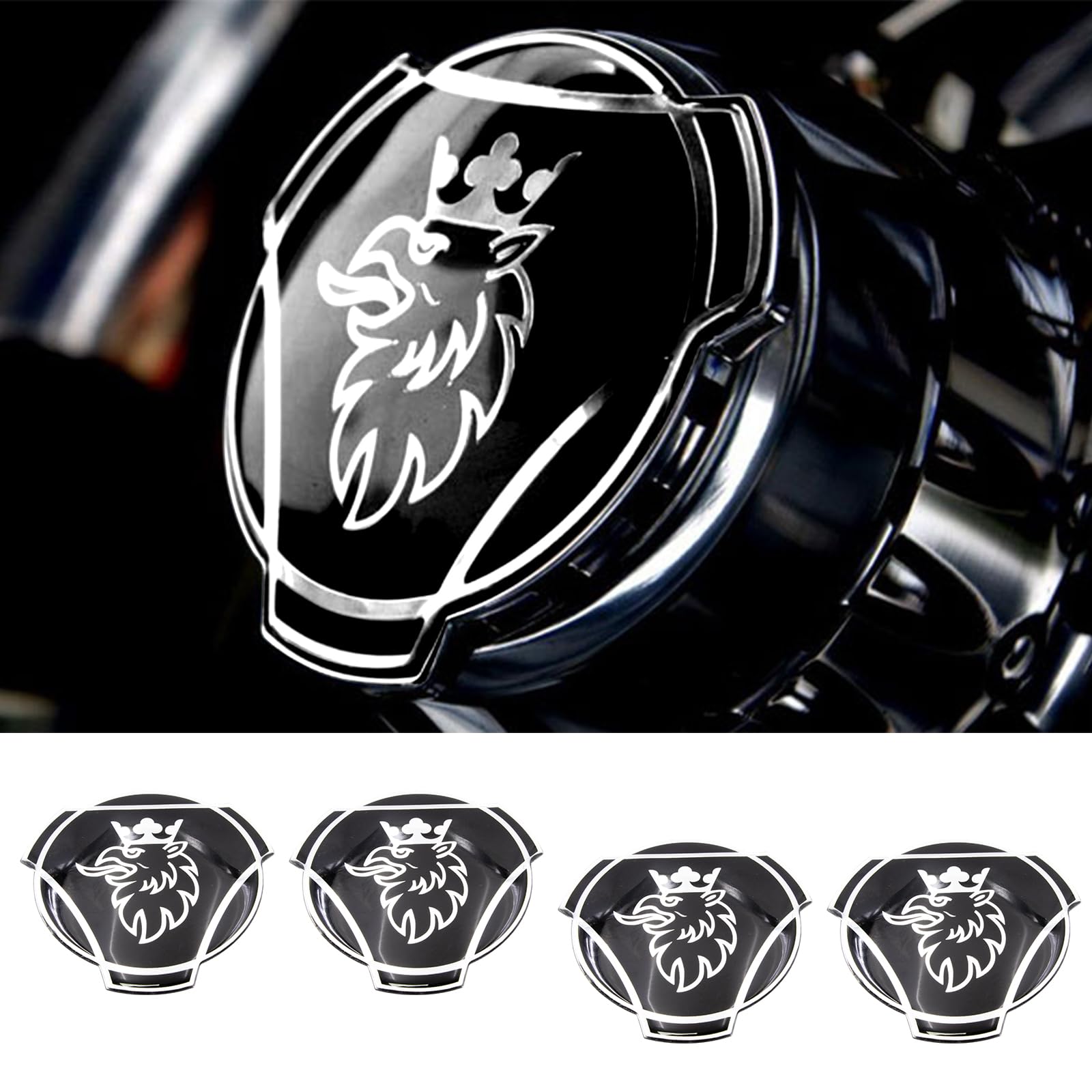 4 sztuki nowe niestandardowe czarne i srebrne aluminiowe naklejki Griffin do ciężarówki Scania kołpaki środkowe koła znaczek opony centrum emblemat naklejka pokrywa