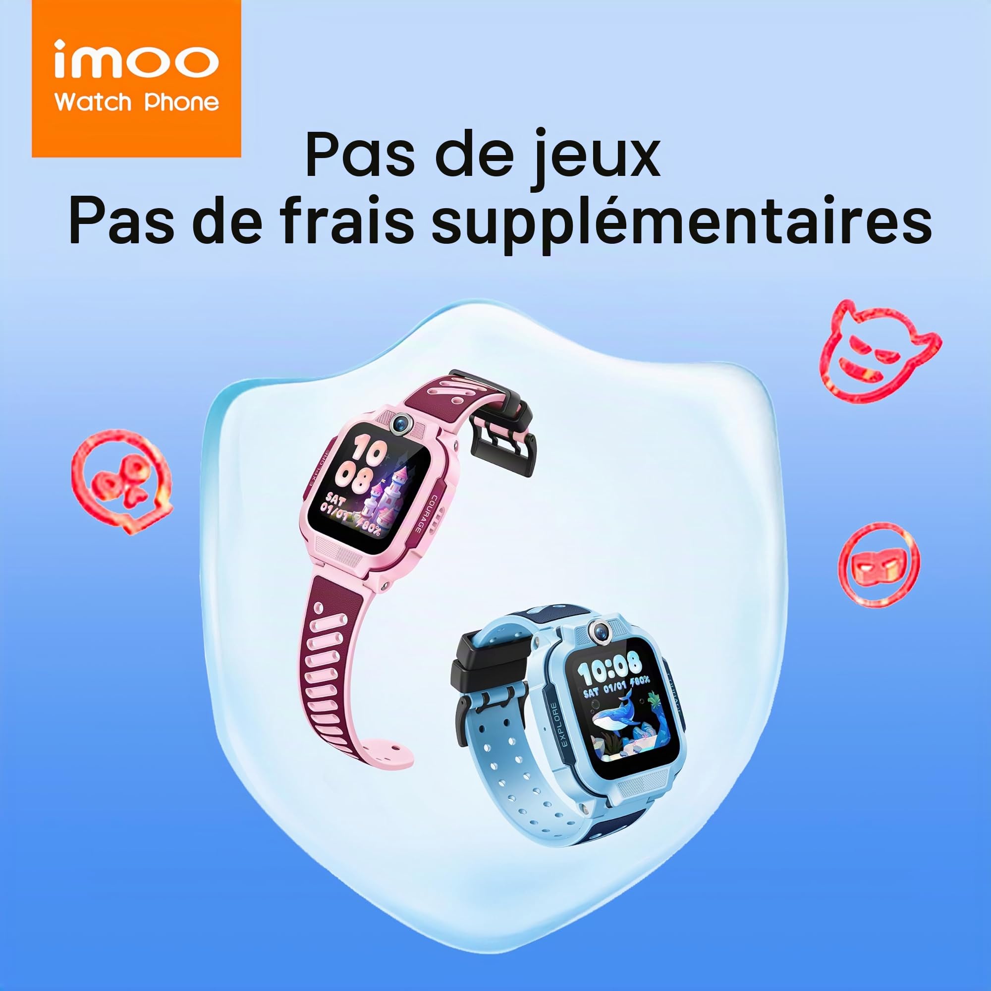 imoo Z3 Montre Connectée Enfant, Appels Vidéo, GPS, SIM, SOS, IPX8, Bleu | Appels Vidéo HD, VoLTE, Chat, GPS traceur, Compatible SIM, Appel SOS, Étanche IPX8, Caméra, Mode École, Système Sécurisé