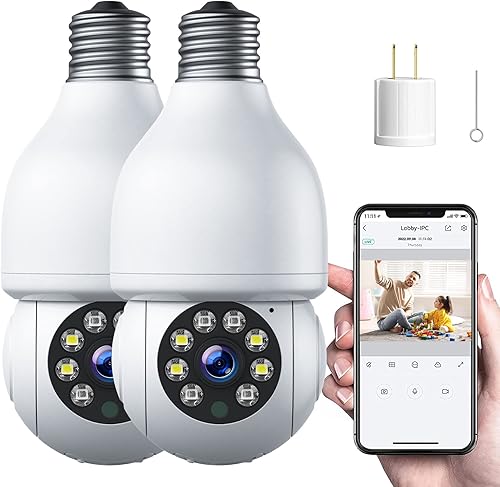 CAMWORLD Cámara de seguridad inalámbrica con enchufe de luz WiFi de 24 G para interiores y exteriores cámara de luz 1080P para seguridad en el hogar