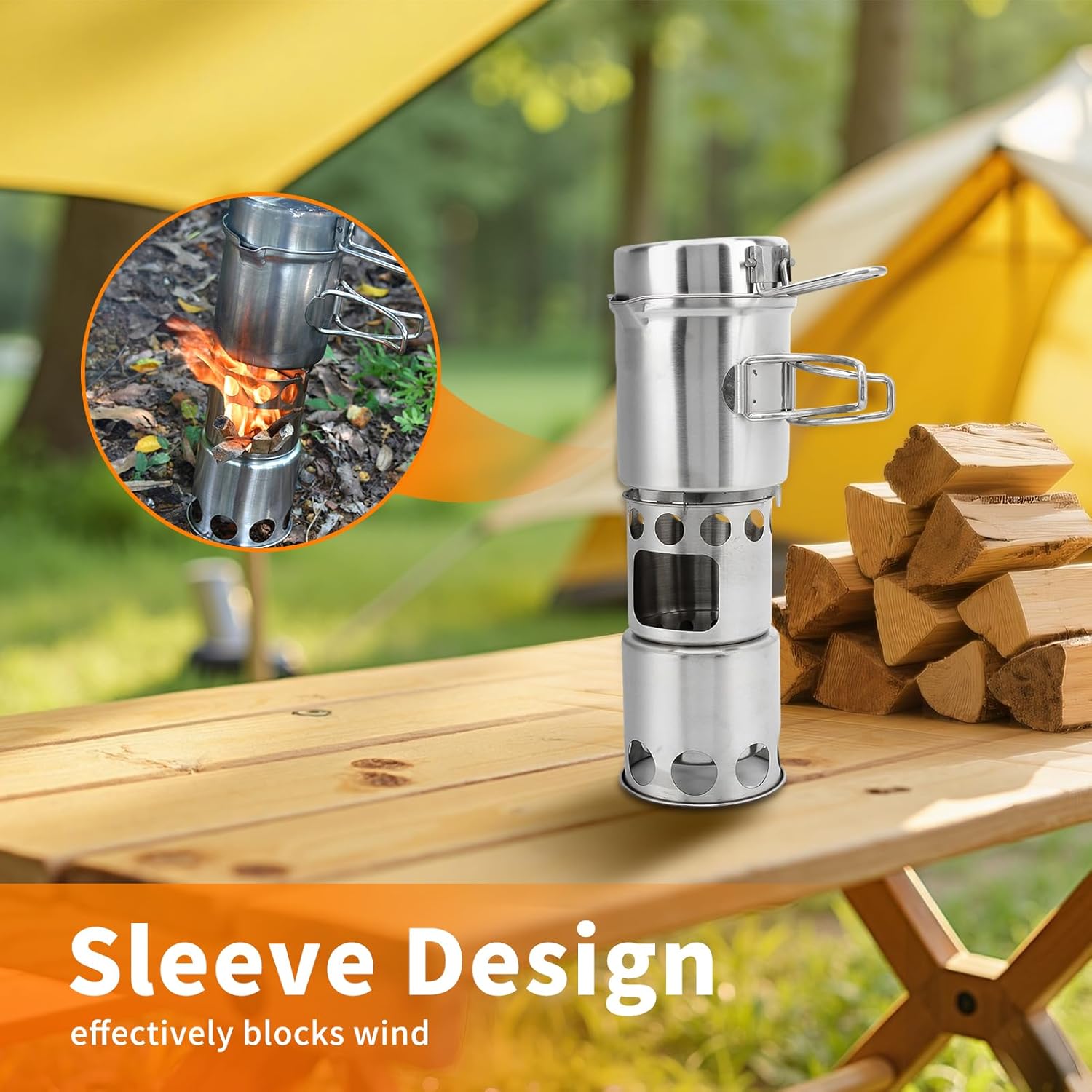 Camping Pot Set Stainless Steel Camping Cookware Kit Portable Camping Stove Cooking Pot Kit for Outdoor Camping Picnic Hiking