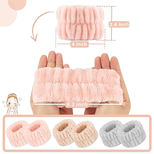 Miniatura 8 de Toallas de muñeca para mujer para lavar la cara, banda de microfibra para lavado de spa, pulseras de lavado, banda absorbente para el sudor para