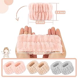 Women\'s Wrist Towels for Washing Face, Microfiber Spa Wash Towel Band, Absorbent Wristbands, Sweatband for Girls Prevent Water from Spilling Down Your Arms 6PCS