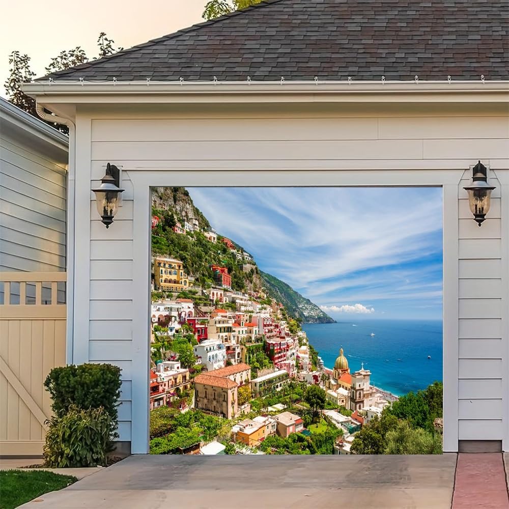 Amazon.com: Leyiyi 7x8ft Italian Town Garage Door Decorations