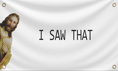 Cartel de 3 x 5 pies con 4 ojales de latón I Saw The Tapiz de Jesús divertido tapices cristianos religiosos y geniales para pared tapices para
