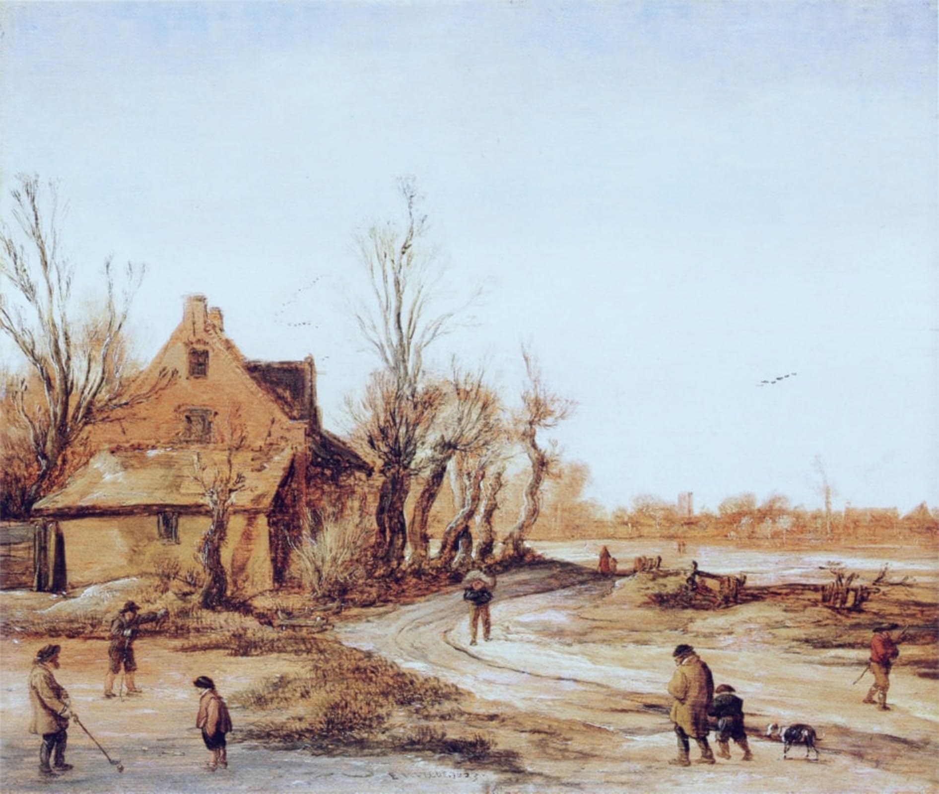 SERENDIPITP Retro Picture Poster Wall Art Pictures Painting Winter Landscape Esaias Van De Velde Wall Art Canvas Print for Wall Decor 60x90cm