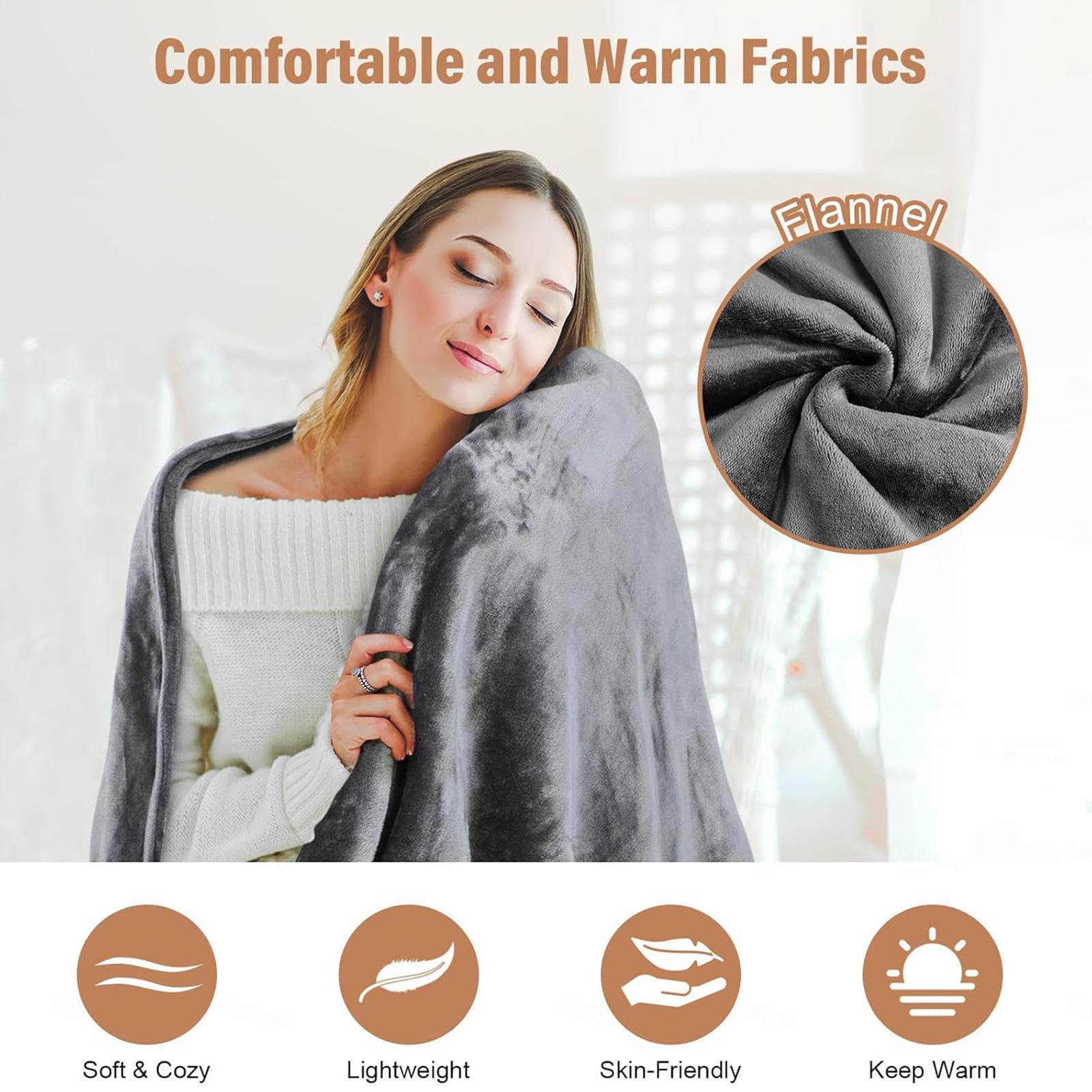 Manta Termica USB 150x80cm,con 3 Temperaturstufen et Calor Rápido, Manta Eléctrica Portátil Lavable, Esterilla Electrica pour Oficin Cama Exterior Familia