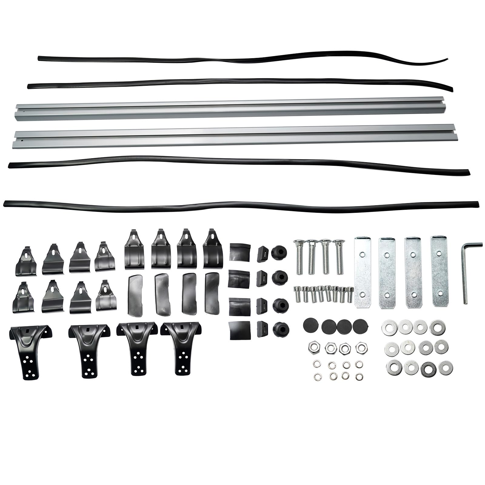 Universal 48" Car Top Roof Rack Cross Bar Luggage Cargo Carrier w/3 Kinds Clamps, Silver Aluminum, 165 lb Loading Capacity