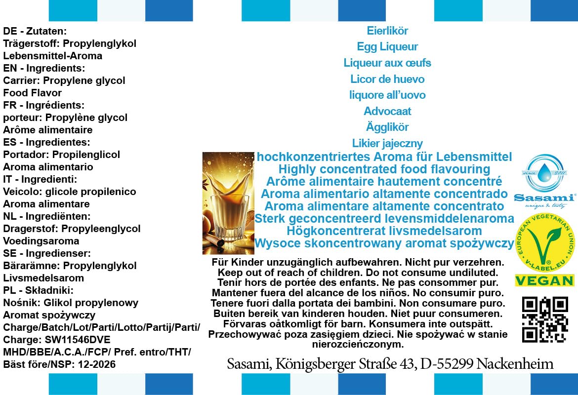 Likier jajeczny aromat koncentrat – Wegański – Sasami – 100ml