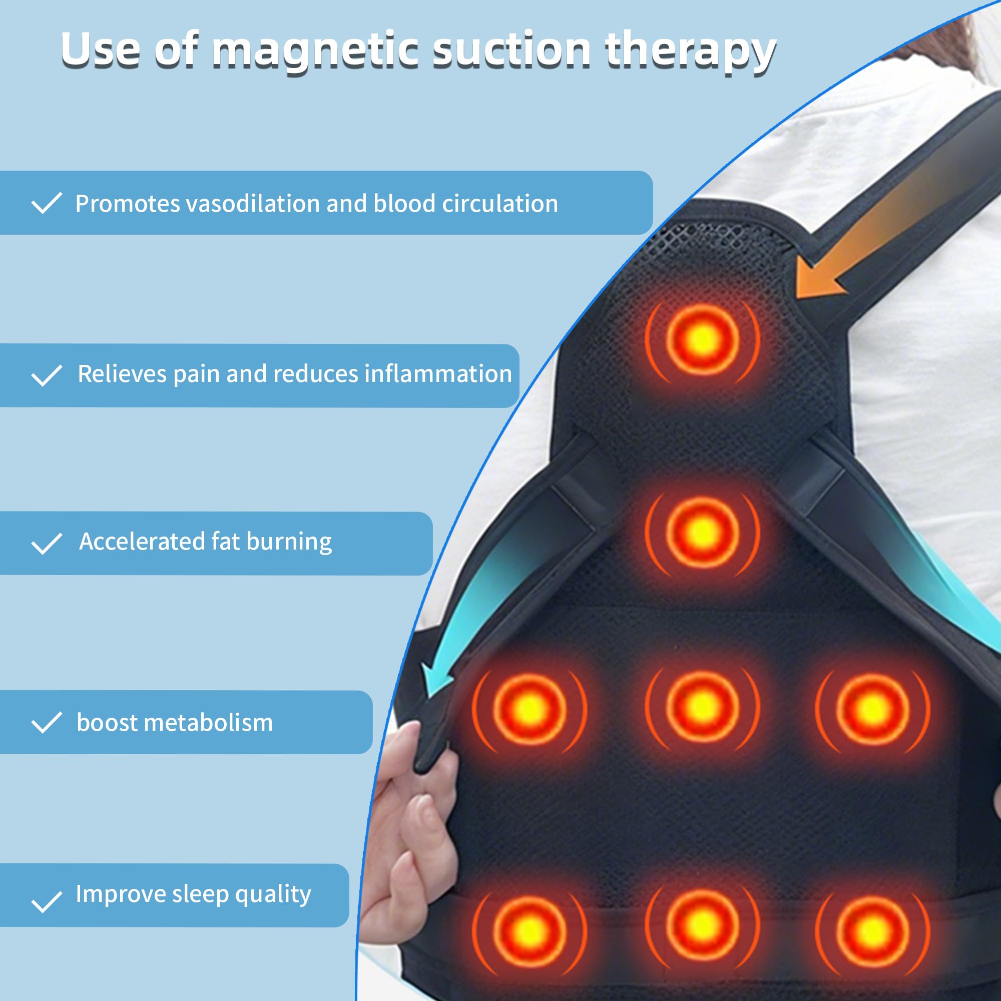 Correttore Posturale Spalle, 8 Magneti Fascia Lombare Supporto Schiena, Correzione Della Scoliosi E Della Gobba, Fornisce Forma il Collo, Spalle Schiena, Supporto Regolabile Donna Uomo (Grigio, M)