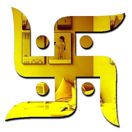 VAH- Kya Bat Hai !! Large mandir Sticker, Pooja mandir Stickers, Stickers for mandir, Sticker for mandir, om Wall Decor, om, shubh labh (Pack of 1 Swastika Meditation Arcylic Sticker)