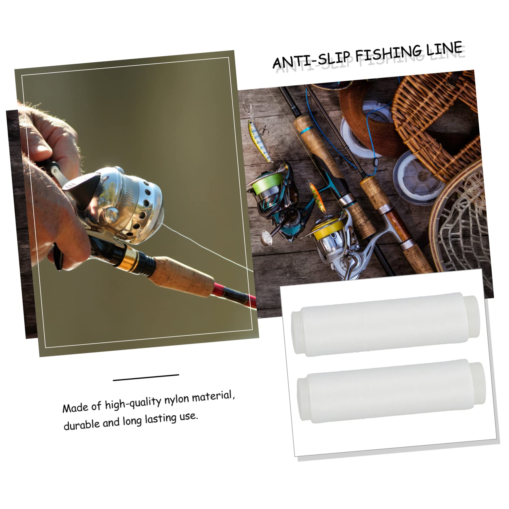 OSOLADY 2-Pack Nylon Fishing Line Anti-Slip Fluorocarbon Braid Saltwater Elastic Tackle Gear