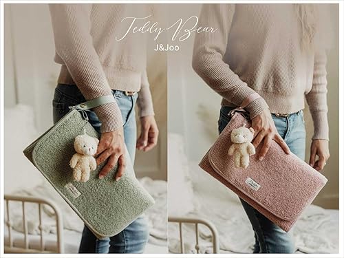Miniatura 5 de J&Joo Cambiador de pañales portátil, ultra suave, impermeable, cambiador de bebé para viajes, cambiador de bebé, bolsillos de malla de acceso EZ,