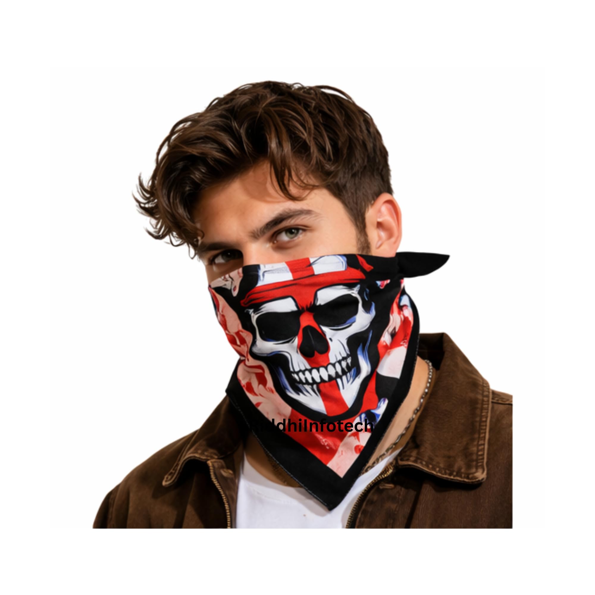 Skulls Printed Rumal Bandana Handkerchief | Premium Cotton Fabric | Women's Handkerchief | Ladies Rumal | Women's Hankies | Hankies for Girls&boy Men&women pack of 1-image-4