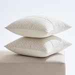 MIULEE Khaki and Beige Patchwork Farmhouse Pillow Covers 18x18 Inch, Pack of 2 Striped Linen Decorative Modern Accent Pillow Cases for Sofa Couch Bedroom