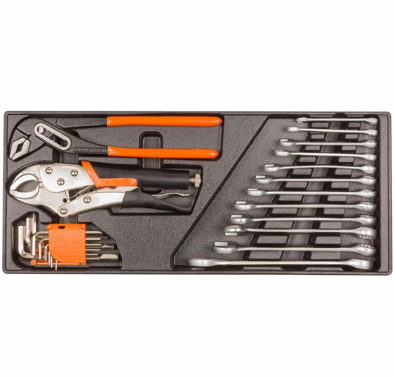 Cassetta Attrezzi Professionale in Metallo con 85 Pezzi, Set Utensili Completo con Chiavi a Bussola, Cricchetto, Pinze e Cacciaviti, Arancione e Nero