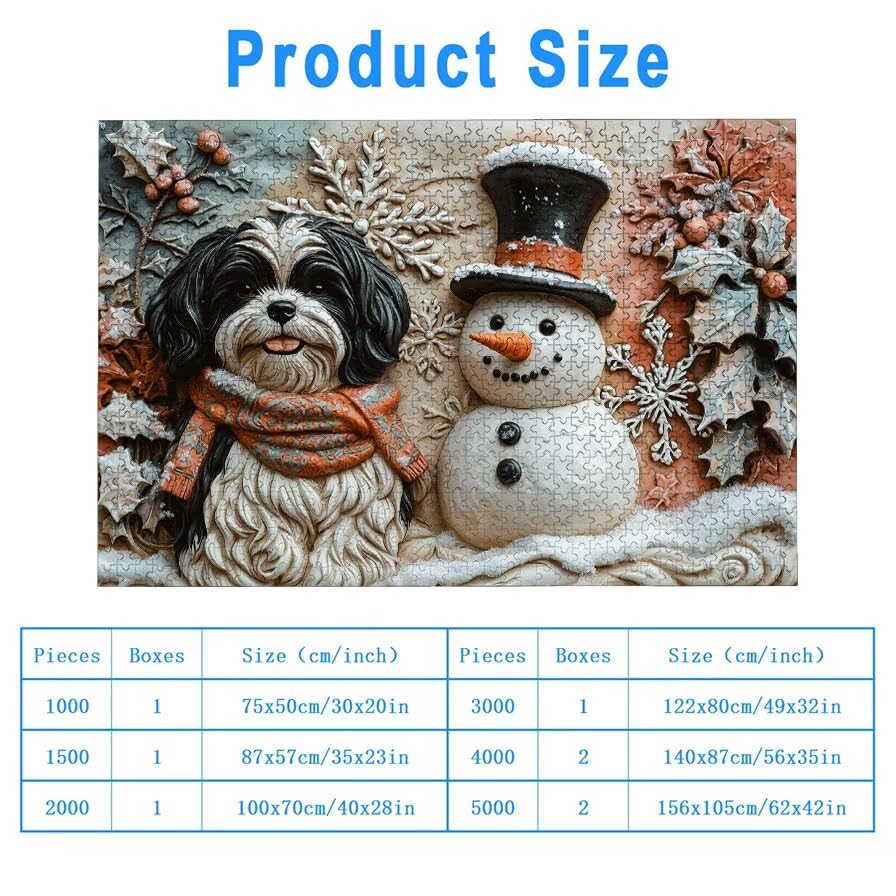 Puzzle 3000 elementów, bałwan, 3000 elementów, drewniane puzzle dla dorosłych, puzzle dla całej rodziny, trudne puzzle, drewniane puzzle do dekoracji pokoju, prezenty, 7215