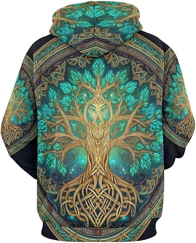 Miniatura 2 de joo meryer Sudadera con capucha de manga larga con estampado 3D de tótem vikingo para hombre