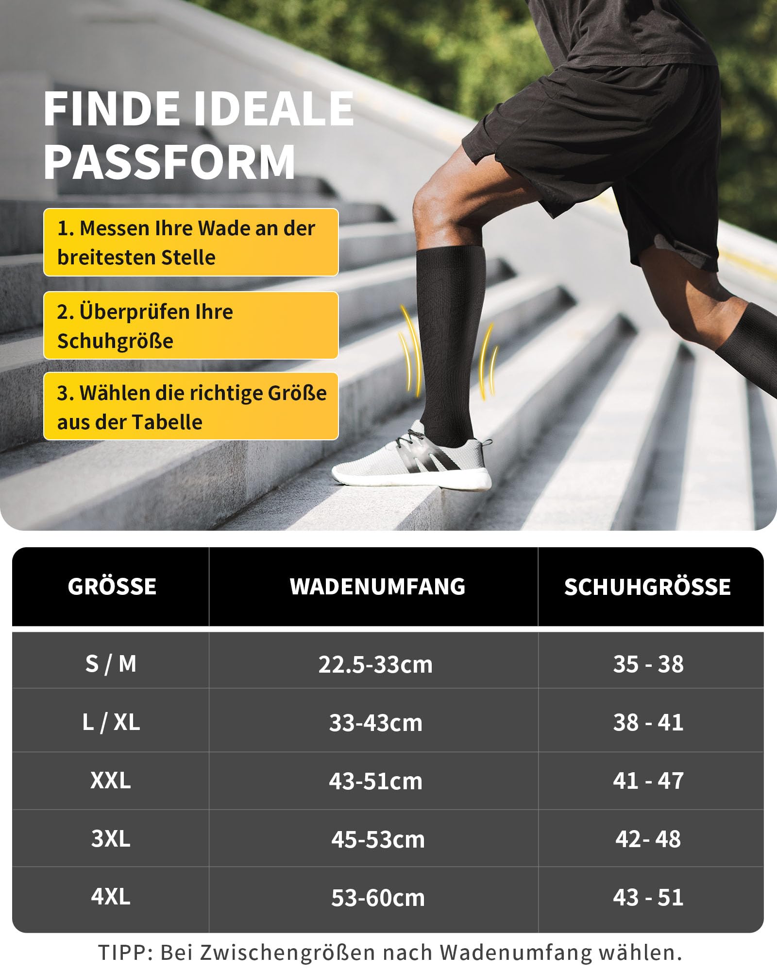 CAMBIVO 3 Paar Kompressionsstrümpfe Herren Damen, Stützstrümpfe, Compression Socks, Kompressionssocken, Thrombosestrümpfe für Erholung, Laufen, Reise, Flug, Shifahren, Alltag