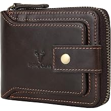 Leather RFID Blocking Bifold Wallet For Men With Zipper, Flap ID Window Zip Coin Pocket, Big Capacity Credit Card Holder For Travel